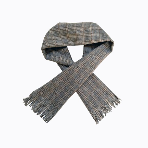 Pendleton Accessories - Pendleton Vintage Neutral Plaid Virgin Wool Fringe Muffler Scarf Unisex Retro